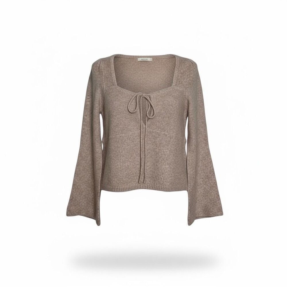 Saltwater Luxe Jayne Bell Sleeve Speckled Cropped Sweater Light Pink Size Medium